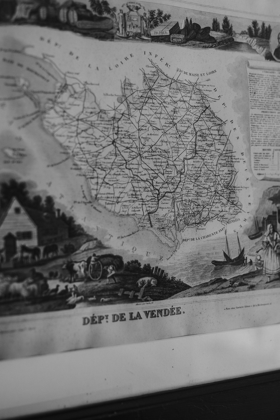 carte ancienne Vendée noir et blanc