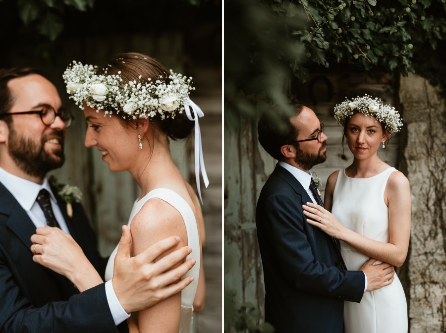 couronne fleurs mariée regard séance intime