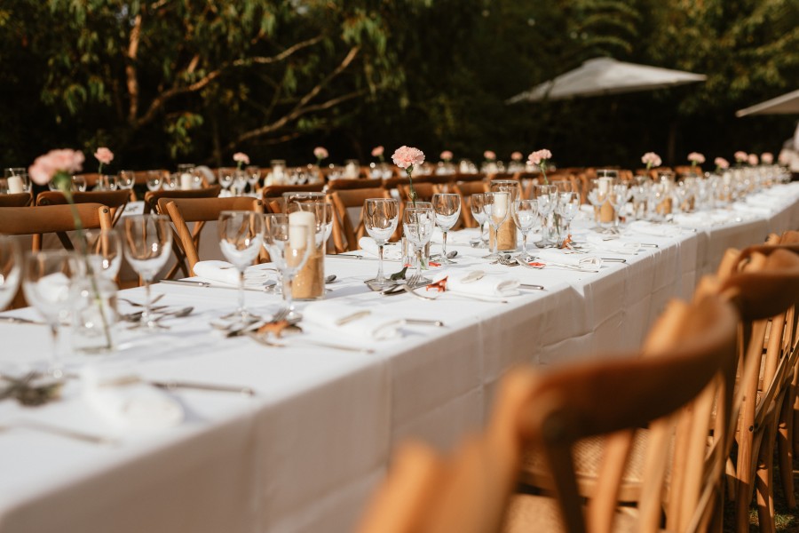 tables dîner mariage jardin extérieur guinguette